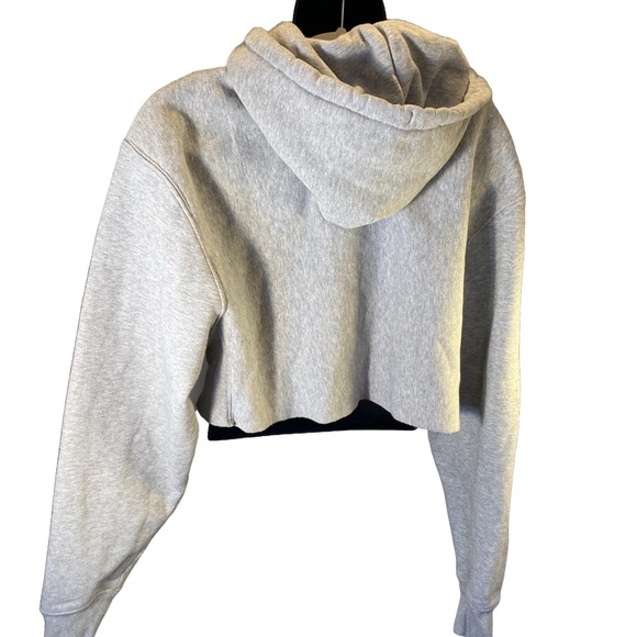Champion Women's Grey Cropped Hoodie Medium Oversized - Picture 3 of 7